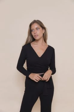 Indigo Luna Agni Wrap Top Black New In